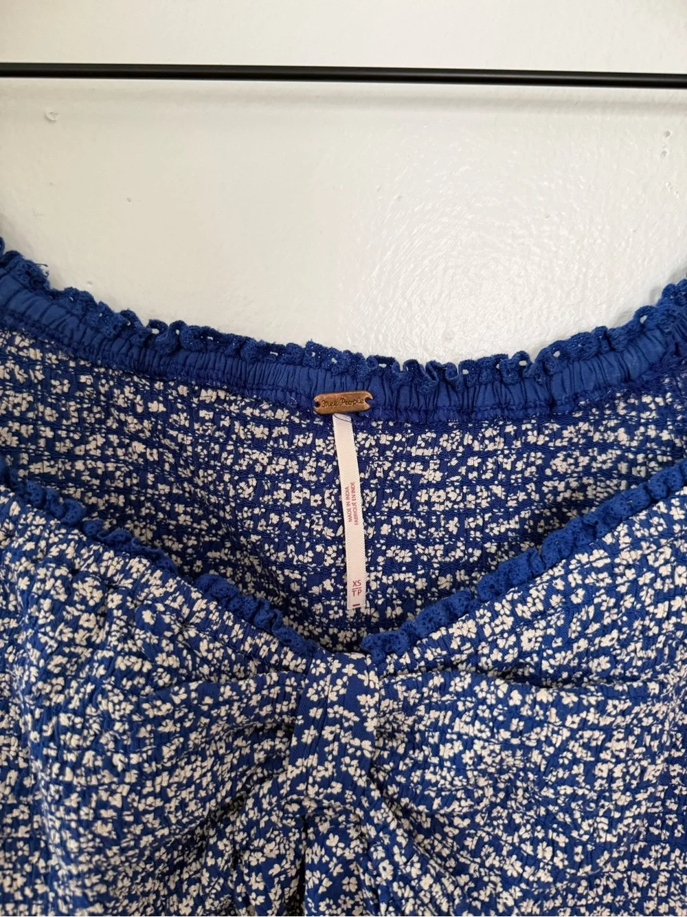 Free People Blue Floral Peasant Blouse